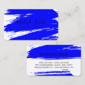 Modern Blue Brush Stroke Paint Visitenkarte (Vorne/Hinten)