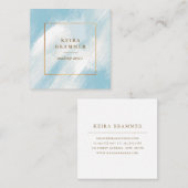 Modern Blue Brush zieht Gold Frame Square in den S Quadratische Visitenkarte (Vorne/Hinten)