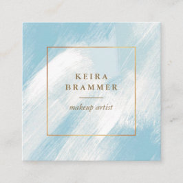 Modern Blue Brush zieht Gold Frame Square in den S Quadratische Visitenkarte
