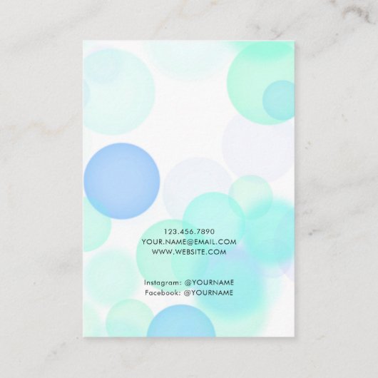 Modern Blue Bubbles White Oops Display Card Visitenkarte (Rückseite)