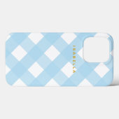 Modern Blue Buffalo Karo iPhone Case mit Name (Rückseite (Horizontal))