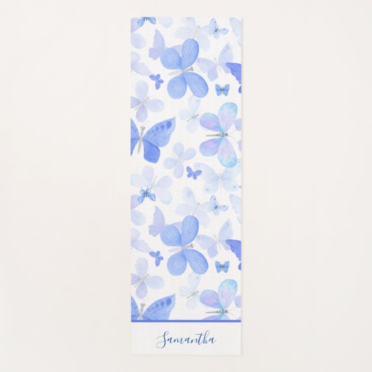 Modern Blue Butterfly Name Yogamatte (Vorderseite)
