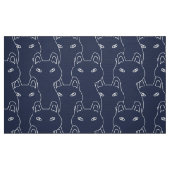 Modern Blue cat line art pattern Stoff (Fat Quarter (45,7 x 55,9 cm))