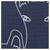 Modern Blue cat line art pattern Stoff (Nahaufnahme)