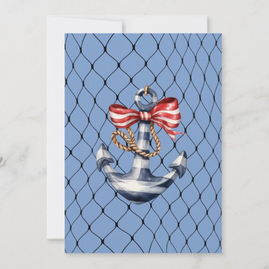 Modern Blue Christmas Boote & Anchors Frame Einladung (Rückseite)