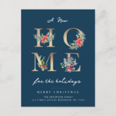modern blue christmas holiday moving announcement postkarte (Vorderseite)