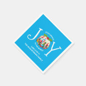 Modern Blue Christmas JOY TO THE WORLD Serviette (Ecke)