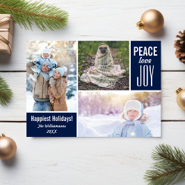 Modern Blue Christmas Peace Liebe Joto Foto Collag Feiertagskarte