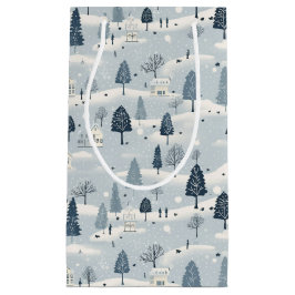 Modern Blue Christmas Village Kleine Geschenktüte