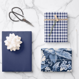 Modern Blue Christmas Wrapping Paper Geschenkpapier Set