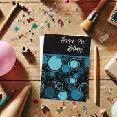Modern Blue Circles Custom Age Birthday Card Karte