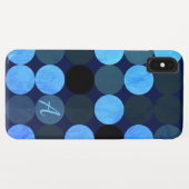 Modern Blue Circles & Monogram Case-Mate iPhone Hülle (Rückseite (Horizontal))