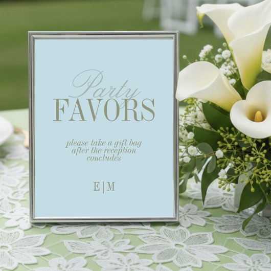 Modern Blue Citrus Wedding Favor Take One Sign
