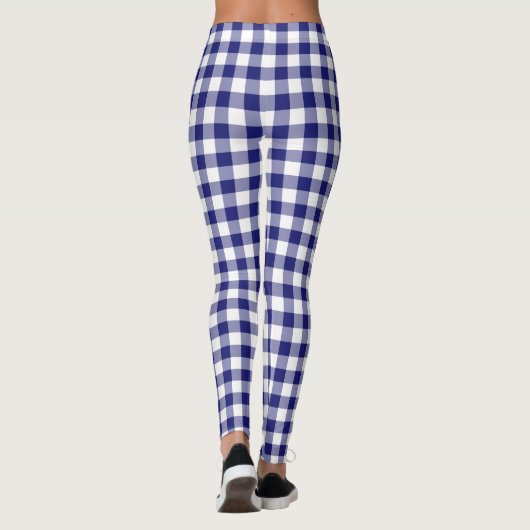 Modern Blue Classic Gingham Pattern Leggings (Rückseite)