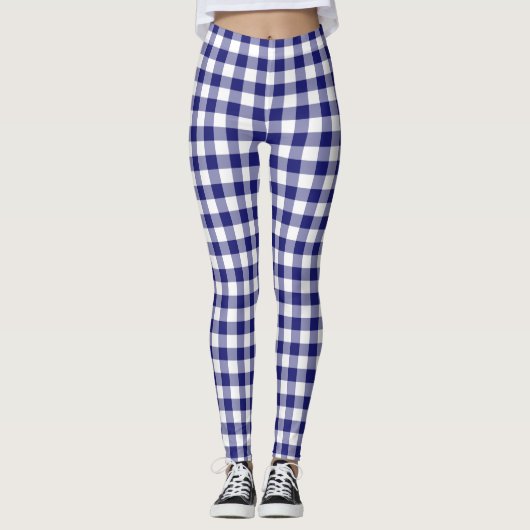 Modern Blue Classic Gingham Pattern Leggings (Vorderseite)