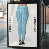 Modern Blue Cogs Pattern Leggings