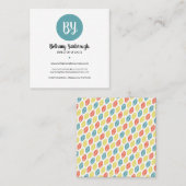 Modern Blue, Coral & Yellow Blätter Business Card Quadratische Visitenkarte (Vorne/Hinten)