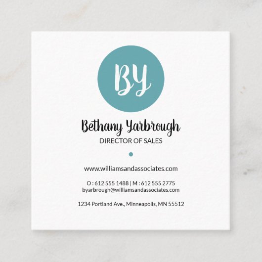 Modern Blue, Coral & Yellow Blätter Business Card Quadratische Visitenkarte (Vorderseite)