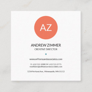 Modern Blue, Coral & Yellow Wirbel Business Card Quadratische Visitenkarte