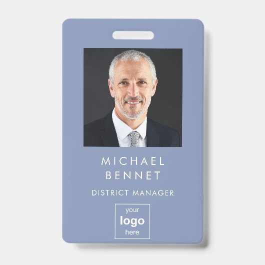 Modern Blue Corporate Foto ID Ausweis (Front)