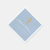 Modern Blue Cross Boy First Communion  Serviette (Ecke)
