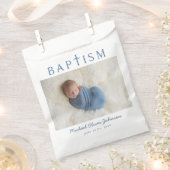 Modern Blue Cross Photo Boy Baptism Geschenktütchen (Ausgeschnitten)