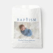 Modern Blue Cross Photo Boy Baptism Geschenktütchen (Vorderseite)