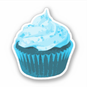 Modern Blue Cupcake Aufkleber