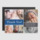 Modern Blue Custom Foto Collage Baby Shooter Magnetkarte (Vorne/Hinten)