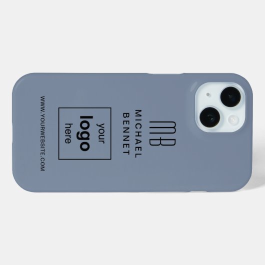 Modern Blue Custom Logo Business Case-Mate iPhone Hülle (Rückseite (Horizontal))