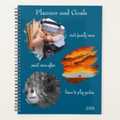 Modern Blue Custom Photo Collage Planner Goals Planer (Vorderseite)