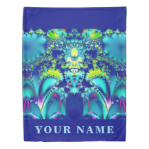 Modern Blue Cyan Green Fraktal mit Namen