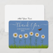 Modern Blue Daisy Floral Danke Typografie (Vorne/Hinten)