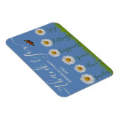 Modern Blue Daisy Floral Danke Typografie Magnet (Rechte Seite)