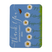 Modern Blue Daisy Floral Danke Typografie Magnet (Vertikal)