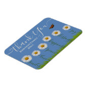 Modern Blue Daisy Floral Danke Typografie Magnet (Linke Seite)