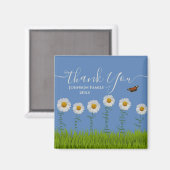 Modern Blue Daisy Floral Danke Typografie Magnet (Vorderseite/Rückseite)