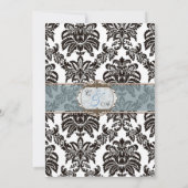 Modern Blue Damask Hochzeitseinladung Einladung (Rückseite)