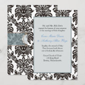 Modern Blue Damask Hochzeitseinladung Einladung (Vorne/Hinten)