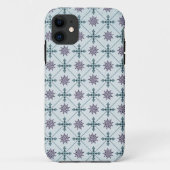 Modern Blue Damask iPhone Case (Rückseite)