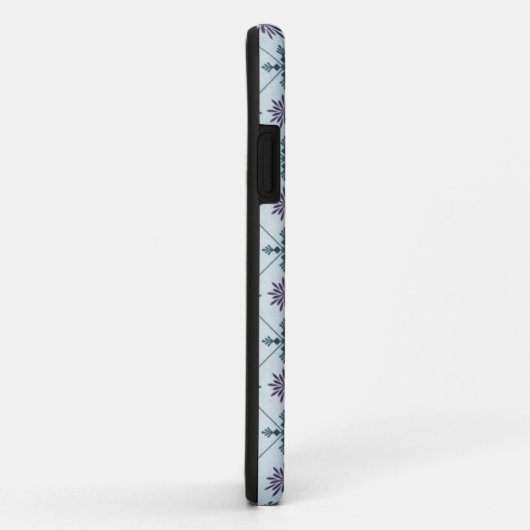 Modern Blue Damask iPhone Case (Hinten/Rechts)