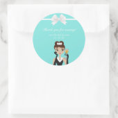 Modern Blue Diamond Box Bow Brautparty Fevor Runder Aufkleber (Tasche)