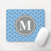 Modern Blue Diamond Graphic Pattern Monogram Mousepad (Mit Mouse)