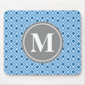Modern Blue Diamond Graphic Pattern Monogram Mousepad (Vorne)
