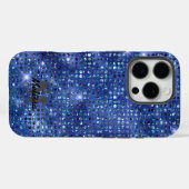 Modern Blue Diamond Studentenmonogramm Case-Mate iPhone Hülle (Rückseite (Horizontal))