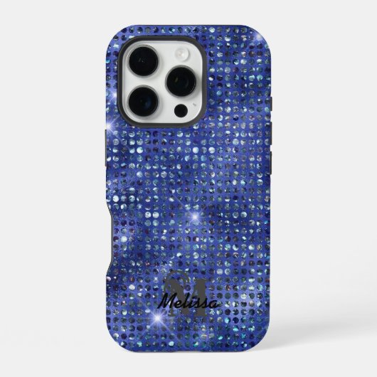 Modern Blue Diamond Studentenmonogramm iPhone Hülle (Rückseite)