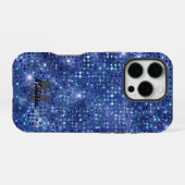 Modern Blue Diamond Studentenmonogramm iPhone Hülle (Rückseite (Horizontal))
