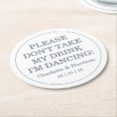 Modern Blue Drink Cover Wedding Runder Pappuntersetzer (Angewinkelt)