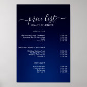 Modern Blue Elegant Schönheitssalon Preisliste Poster (Vorne)