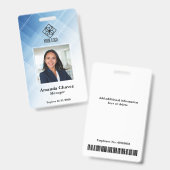 Modern Blue Employee Foto ID Ausweis (Vorder- & Rückseite)